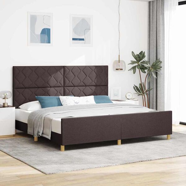 vidaXL Estrutura da Cama Castanho escuro 200 x 200 cm tecido