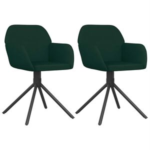 vidaXL Cadeiras de jantar giratorias 2 pcs veludo verde-escuro