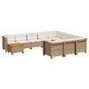 vidaXL 11 pcs conjunto sof&aacute;s de jardim c/ almofad&otilde;es vime PE bege