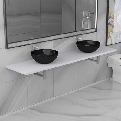 vidaXL Conjunto de móveis de casa banho 3 peças cerâmica branco