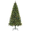 vidaXL &Aacute;rvore de Natal pr&eacute;-iluminada com pinhas 210 cm verde