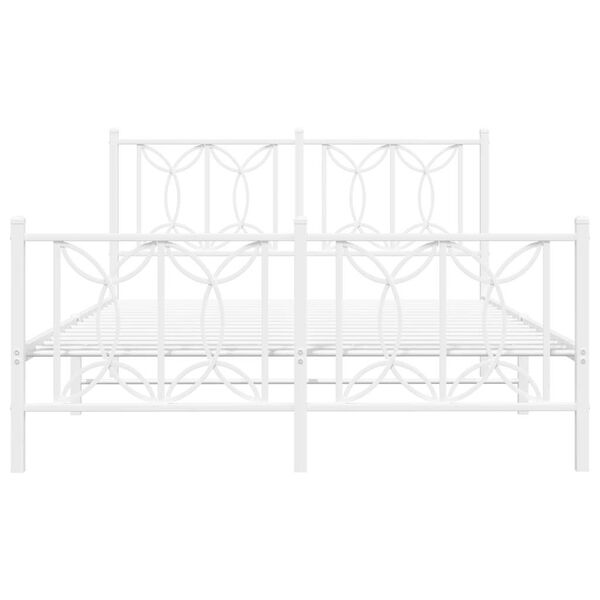 vidaXL Estrutura de cama com cabeceira e p&eacute;s 135x190 cm metal branco