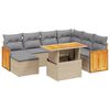 vidaXL 8 pcs conjunto de sof&aacute;s p/ jardim com almofad&otilde;es vime PE bege