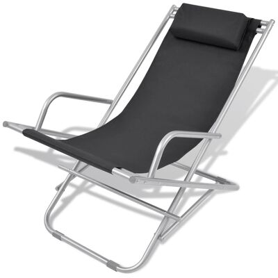 vidaXL Cadeiras de jardim reclináveis 2 pcs aço preto