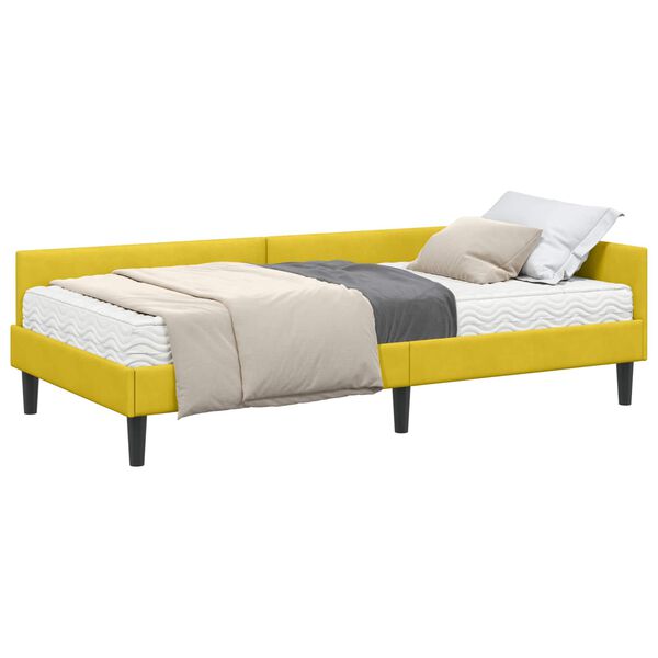 vidaXL Estrutura de Cama de Canto com Colch&atilde;o 2 pcs Amarelo Veludo