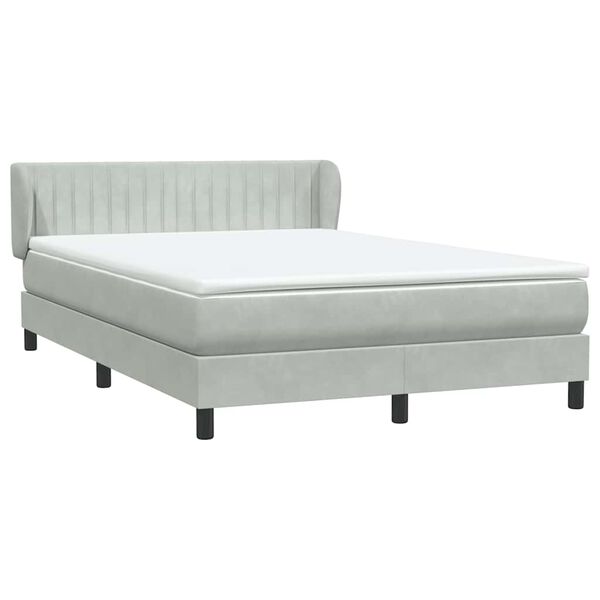 vidaXL Cama com molas/colch&atilde;o 140x210 cm veludo cinzento-claro