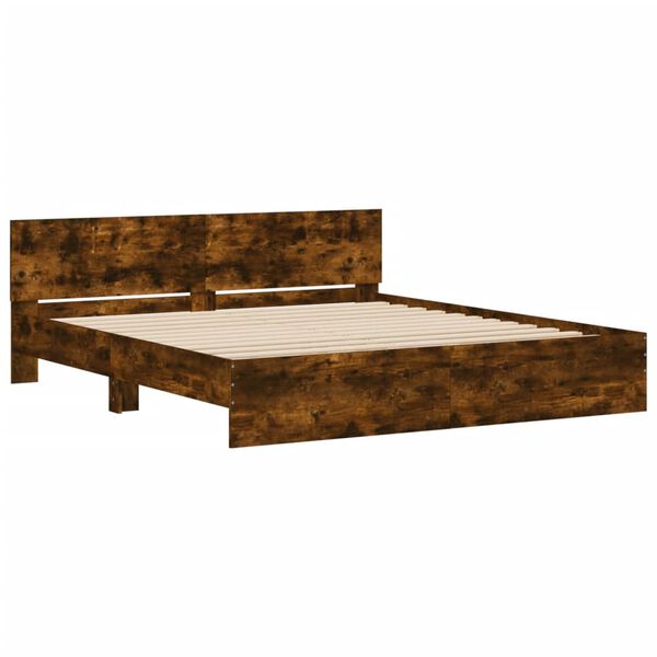 vidaXL Estrutura de cama com cabeceira 160x200 cm carvalho fumado