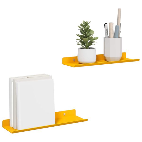 vidaXL Prateleira Flutuante 2 pcs Amarelo Mostarda 30 x 9 x 2,5 cm A&ccedil;o