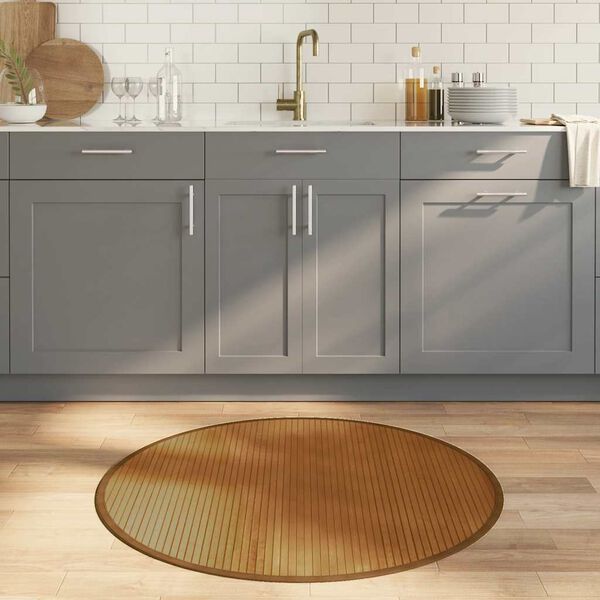 vidaXL Tapete redondo 100 cm bambu castanho