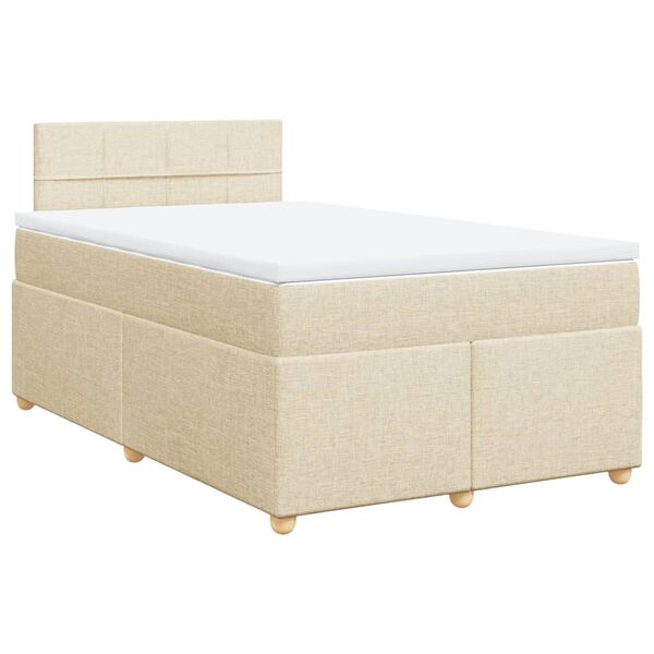 vidaXL Cama boxspring com colch&atilde;o 120x190 cm tecido cor creme