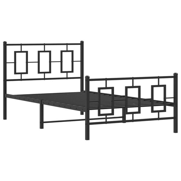 vidaXL Estrutura de cama com cabeceira e p&eacute;s 100x190 cm metal preto