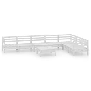 vidaXL 8 pcs conjunto lounge de jardim pinho maci&ccedil;o branco