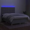 vidaXL Cama box spring c/ colch&atilde;o e LED 140x200 cm tecido cinza-claro