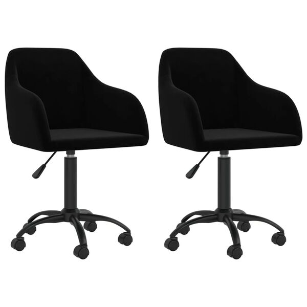 vidaXL Cadeiras de jantar girat&oacute;rias 2 pcs veludo preto