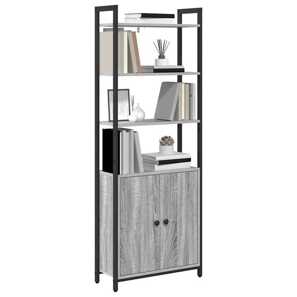 vidaXL Gabinete de Livros Cinza Sonoma 60 x 24 x 161 cm