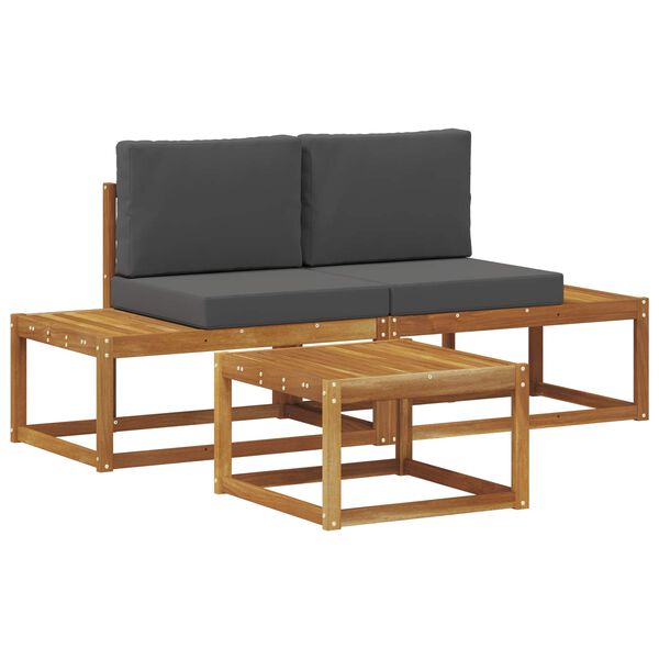 vidaXL Conjunto de Sof&aacute;s para Exterior com almofada 3 pcs Natural