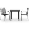 vidaXL 3 pcs conjunto de jantar para jardim vidro e a&ccedil;o preto