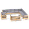 vidaXL 13pcs conjunto lounge de jardim + almofad&otilde;es cinza pinho maci&ccedil;o