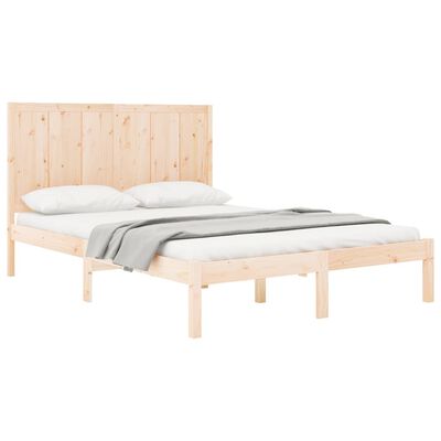 vidaXL Estrutura de cama casal 135x190 cm pinho maciço
