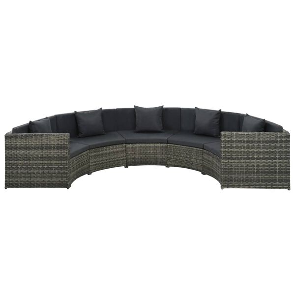 vidaXL 7 pcs conjunto lounge de jardim c/ almofad&otilde;es vime PE cinzento
