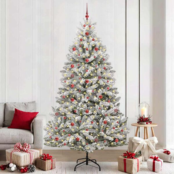 vidaXL &Aacute;rvore de Natal Artificial Verde e Branco 240 cm PVC e Metal