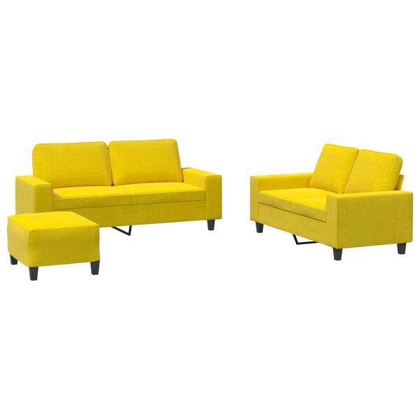vidaXL 3 pcs conjunto de sofás tecido amarelo-claro