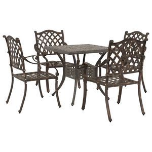 vidaXL Conjunto de Mesa de Jardim 5 pcs Bronze Alum&iacute;nio Fundido