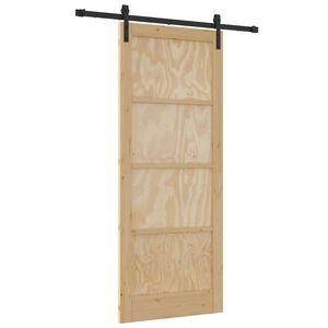vidaXL Porta Deslizante Natural 86 x 211 cm Madeira de Pinho Maci&ccedil;a