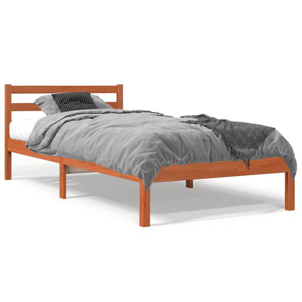 vidaXL Cama sem colch&atilde;o 90x200 cm pinho maci&ccedil;o castanho-mel
