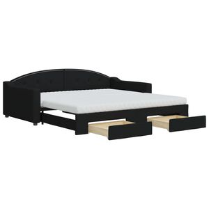 vidaXL Sof&aacute;-cama com gavet&atilde;o e gavetas 100x200 cm tecido preto