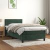 vidaXL Cama com molas/colchão 90x190 cm veludo verde-escuro