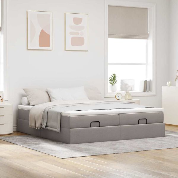 vidaXL Estrutura cama otomana com colch&otilde;es tecido cinzento 200x200cm