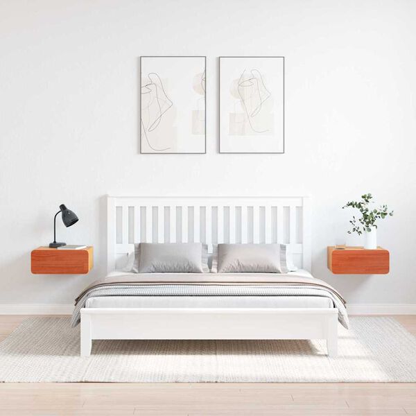 vidaXL Mesa-de-cabeceira 2 pcs Marrom Cera 39 x 34 x 16,5 cm