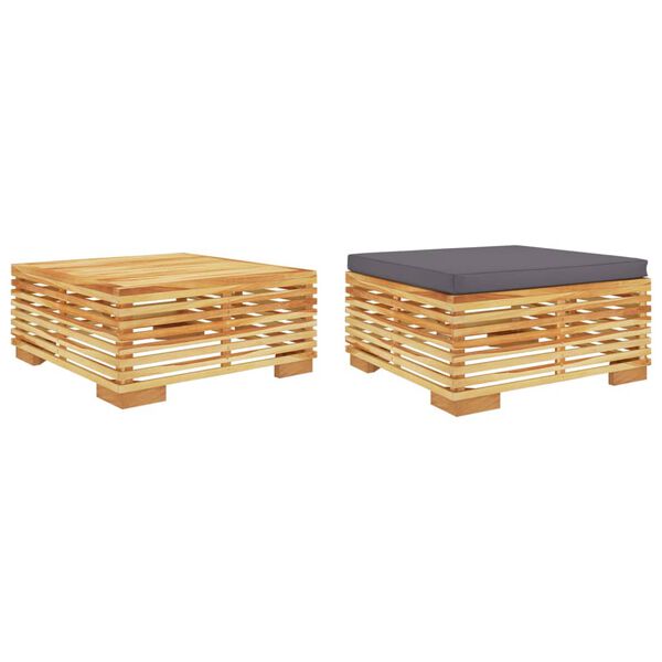 vidaXL 2 pcs conjunto lounge de jardim madeira de teca maciça