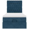 vidaXL Estrutura de cama otomana com colch&otilde;es azul escuro veludo