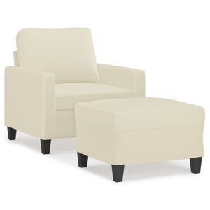 vidaXL Poltrona com apoio de p&eacute;s couro artificial 60 cm cor creme