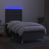 vidaXL Cama box spring c/ colch&atilde;o e LED 100x200 cm tecido cinza-escuro