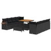 vidaXL Conjunto de Sof&aacute; de Jardim 11 pcs Preto vime PE