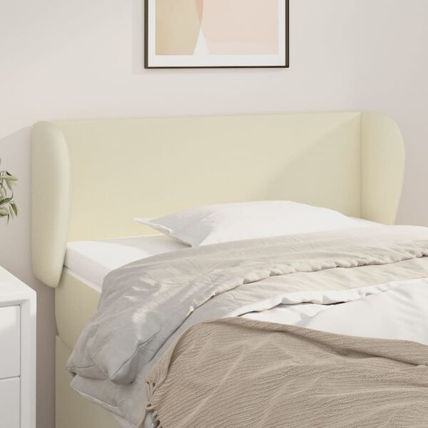 vidaXL Cabeceira de cama c/ abas couro artificial 93x23x78/88 cm creme
