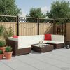 vidaXL 7 pcs conjunto lounge jardim c/ almofad&otilde;es vime PE castanho