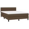 vidaXL Cama box spring c/ colch&atilde;o/LED 140x190cm tecido castanho-escuro