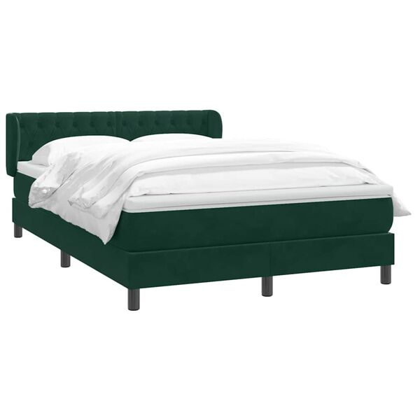 vidaXL Cama com molas/colch&atilde;o 160x220 cm veludo verde-escuro