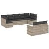 vidaXL 9 pcs conj. sof&aacute;s jardim com almofad&otilde;es vime PE cinzento-claro
