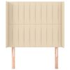 vidaXL Cabeceira de cama c/ abas tecido 103x16x118/128 cm creme