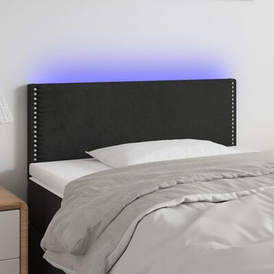 vidaXL Cabeceira de cama c/ luzes LED veludo 80x5x78/88 cm preto