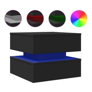vidaXL Mesa de centro com luzes LED 50x50x40 cm preto