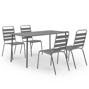 vidaXL 5 pcs conjunto de jantar jardim a&ccedil;o cinzento escuro