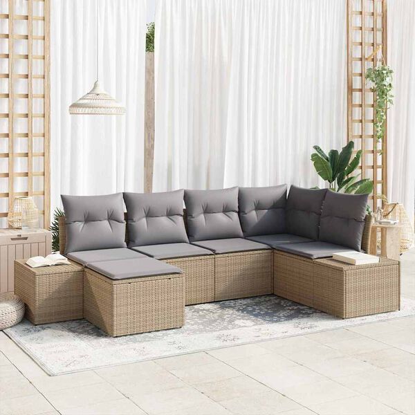 vidaXL Conjunto de Sofá de Jardim 6 pcs Bege e Cinza vime PE