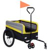vidaXL Reboque de bicicleta p/ animais XXL 2-em-1 amarelo/cinza/preto