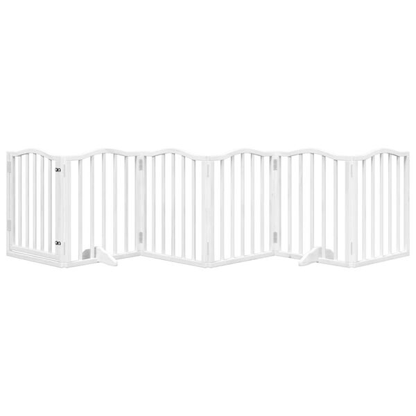 vidaXL Port&atilde;o p/ c&atilde;es com porta dobr&aacute;vel 6 pain&eacute;is 300 cm &aacute;lamo branco